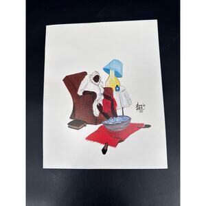 Annie Lee 1990 Art Print African American Artist Signed Style Figurative Decor